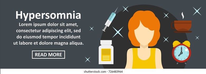 Hypersomnia banner horizontal concept. Flat illustration of hypersomnia banner horizontal vector concept for web design