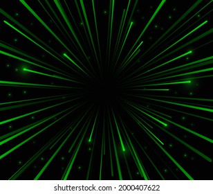 hyperspace of green stars with highlights. vector background