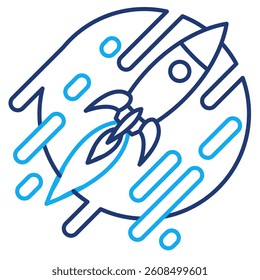 Hyperspace icon represented by rocket Dual Line style.
