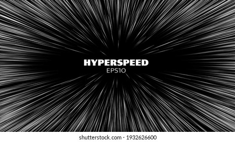 Hyperspeed Vector Background. Hyper Speed Hyperspace Star Travel. Warp Speed Light Futuristic Background. Warp Jump