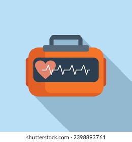 Hypertension defibrillator icon flat vector. Portable device. Pacemaker first aid