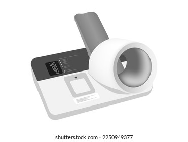 Hypertension digital tonometer. Vector illustration of medical electronic sphygmomanometer