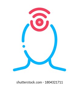 Hipertensión Cabeza Humana Silueta Vector Icono Línea Delgada. Tensión Y Clúster, Migraña E Ilustración De Síntomas De Estrés