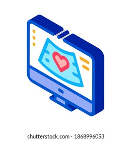 Hypertonie-Recherche-Computer-Bildschirm Symbol Vektorgrafik. isometrisches Computerbildschirm für Hypertonie farbige einzelne Symbolillustration