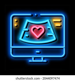 hypertension research computer screen neon light sign vector. Glowing bright icon hypertension research computer screen sign. transparent symbol illustration