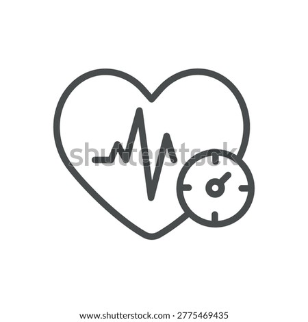 Hypertension thin line icon for high blood pressure, heart stress and cardiovascular disease. Editable stroke. Vector illustration.