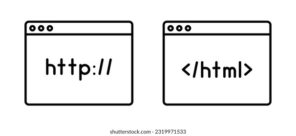 Hypertext Transfer Protocol Concept browser vector icon set. HTTP web page symbol. Internet communication protocol sign