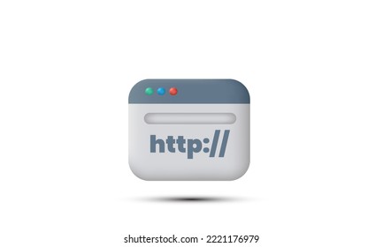 Hypertext Transfer Protocol Concept, HTTP-Datenwebseite. Webbrowser, Internet-Kommunikationsprotokoll. Realistischer 3D-Design-Cartoon-Stil. 