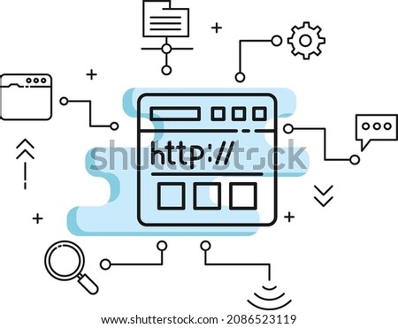 Hypertext Transfer Protocol Concept, HTTP Data Cmmmunication For world Wide Web Vector Icon Design, Cloud computing and Internet hosting services Symbol,  Website Browse stock illustration