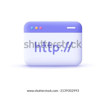 Hypertext Transfer Protocol Concept, HTTP data web page. Web browser, internet communication protocol. 3d vector icon. Cartoon minimal style.