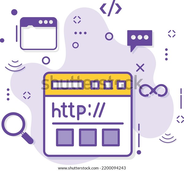 Hypertext Transfer Protocol Concept, HTTP\
Data Communication For world Wide Web Vector color Icon Design,\
Cloud computing and Internet hosting services Symbol,  Website\
Browse stock\
illustration