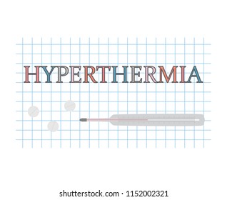 Hyperthermia Word On Checkered Paper Sheet- Vector Illustration