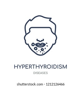 Hyperthyroidism icon. Hyperthyroidism linear symbol design from Diseases collection. Simple outline element vector illustration on white background.