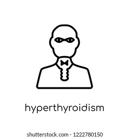 Hyperthyroidism icon. Trendy modern flat linear vector Hyperthyroidism icon on white background from thin line Diseases collection, editable outline stroke vector illustration