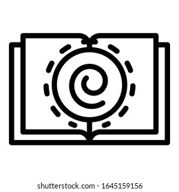 Icono del libro de la hipnosis. Icono del vector del libro de hipnosis de esquema para el diseño web aislado en fondo blanco