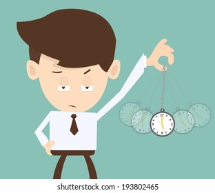 Hypnosis concept - Businessman hand holding a pocket watch and swinging