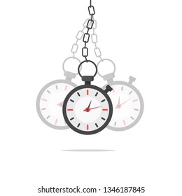 Hypnosis Concept. Watch On A Chain. Golden Pocket Watch. Pendulum Swinging