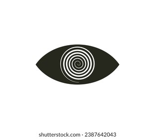 Hypnose, Auge, Spiralsymbol. Vektorgrafik.