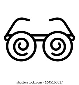 Hypnosis eyeglasses icon. Outline hypnosis eyeglasses vector icon for web design isolated on white background