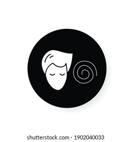 Hypnosis flat glyph icon. Absorbed or meditating person with hypnotic helix . Silhouette concept of psychotherapy, hypnosis, mind focus and deep concentration. Isolated vector illustration