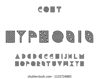 Hypnosis font. Vector alphabet letters. Typeface design. 