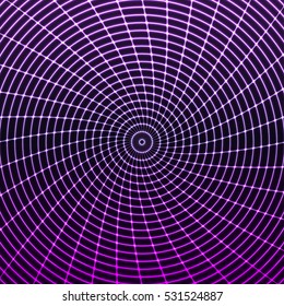 Hypnosis glow neon web spiral. Swirl abstract background. Vector illustration.