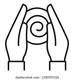 Hypnosis hands icon. Outline hypnosis hands vector icon for web design isolated on white background