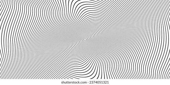 Hypnose, hypnotisches Spirallinienmuster. Kreise patrouillen. Wellen. Kreistunnel-Element. Psychedelische optische Täuschung. Konzentriertes Linienkonzept. Radial, Spiralstrahlen, Welle. Circular, rotierend.