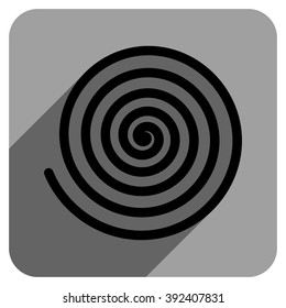 Hypnosis long shadow vector icon. Style is a flat hypnosis iconic symbol on a gray square background.