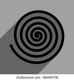 Hypnosis long shadow vector icon. Style is a flat hypnosis black iconic symbol on a gray square background with longshadow.