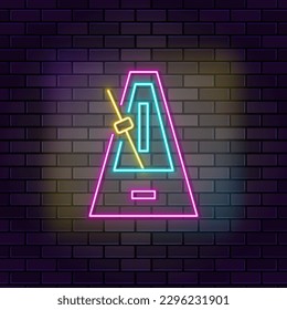 Hypnosis metronome pendulum icon brick wall and dark background.
