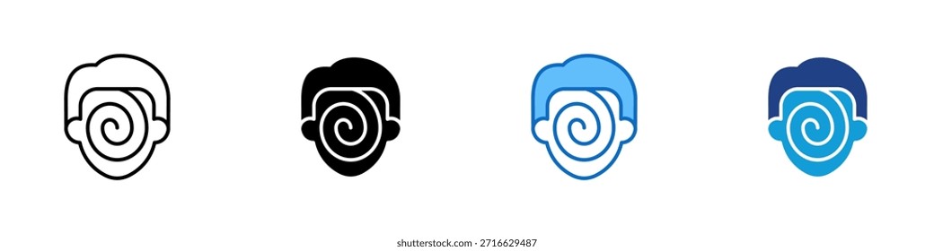 Hypnosis Multiple Style Icon Design Vetor - cabeça humana com um olho em espiral, representando hipnose, foco ou estado mental alterado