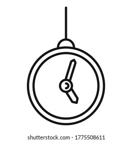 Icono del reloj del péndulo de hipnosis. Esquema hipnosis péndulo icono vectorial del reloj para el diseño web aislado en fondo blanco