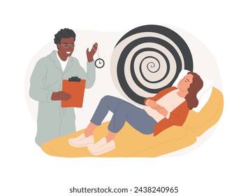 Hypnosis practice isolated concept vector illustration. Altered state of mind, hypnosis treatment services, psychiatry practice, reduced peripheral awareness, medical trance vector concept.