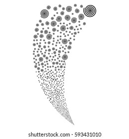 Hypnosis random fireworks stream. Vector illustration style is flat black iconic symbols on a white background. Object fountain created from scattered symbols.