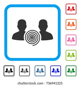 Hypnosis Sect icon. Flat grey iconic symbol in a light blue rounded rectangular frame. Black, gray, green, blue, red, orange color variants of Hypnosis Sect vector.