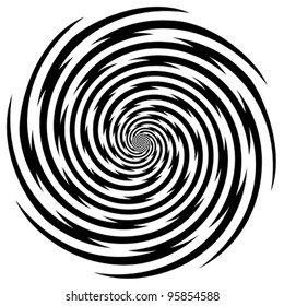 Hypnosis Spiral, concept for hypnosis, unconscious, chaos, extra sensory perception, psychic, stress, strain, optical illusion, headache, migraine. Black, white descending pattern. EPS10 compatible.