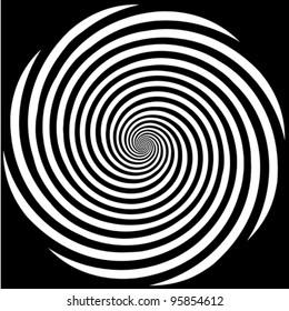 Hypnosis Spiral, concept for hypnosis, unconscious, chaos, extra sensory perception, psychic, stress, strain, optical illusion, headache, migraine. Black, white descending pattern. EPS10 compatible.