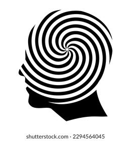 Hypnosis Spiral Human Head Profile Silhouette, Mental Health