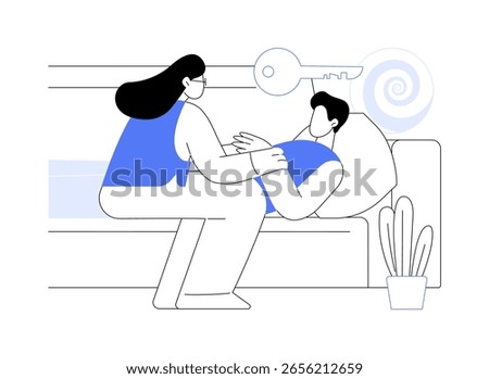 Hypnosis therapy isolated cartoon vector illustrations. Therapist puts the patient into hypnosis, personal couching, psychologist consulting session, psychological help vector cartoon.