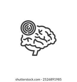 Hypnosis therapy line icon. linear style sign for mobile concept and web design. Spiral inside a brain outline vector icon. Symbol, logo illustration. Vector graphics