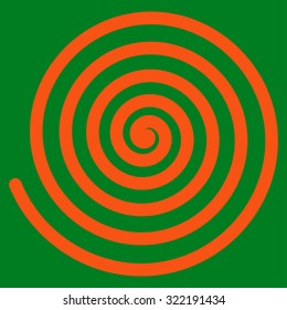 Hypnosis vector icon. Style is flat symbol, orange color, rounded angles, green background.