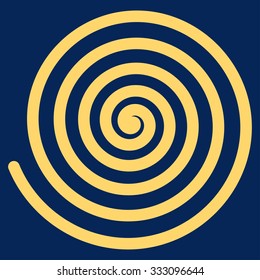 Hypnosis vector icon. Style is flat symbol, yellow color, rounded angles, blue background.