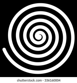 Hypnosis vector icon. Style is flat symbol, white color, rounded angles, black background.