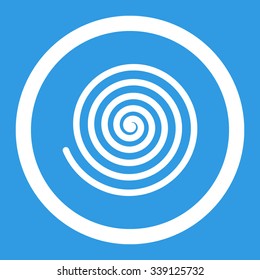 Hypnosis vector icon. Style is flat rounded symbol, white color, rounded angles, blue background.