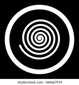 Hypnosis vector icon. Style is flat rounded symbol, white color, rounded angles, black background.