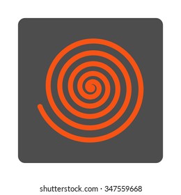 Hypnosis vector icon. Style is flat rounded square silver button with orange symbol, white background.