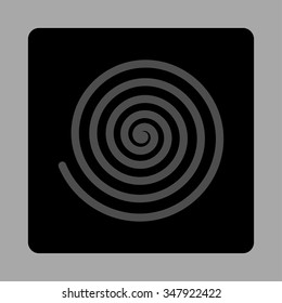 Hypnosis vector icon. Style is flat rounded square button, gray and black colors, silver background.