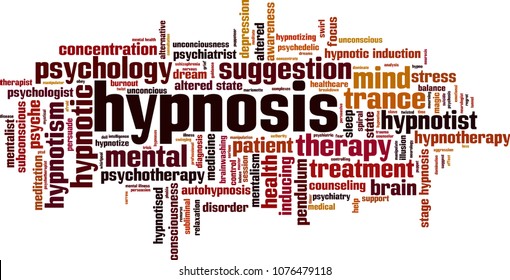 Hypnosis word cloud concept. Vector illustration