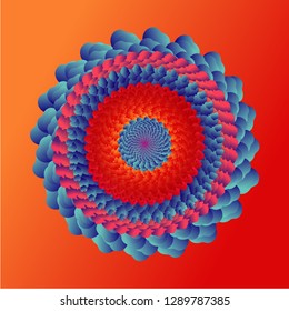 Hypnotic abstract illussion with motion effect. Swirl spiral shape with vibrant gradient. Vector illustration.